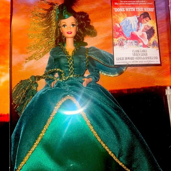 Hollywood Legends Barbie Collection Scarlett O’Hara Emerald Green Dress Rare - Main Image